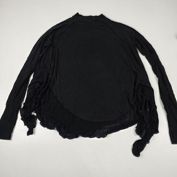 We The Free Shirt Womens Small Black Long Sleeve Raw Hem Boho Draped Free People - Picture 5 of 13